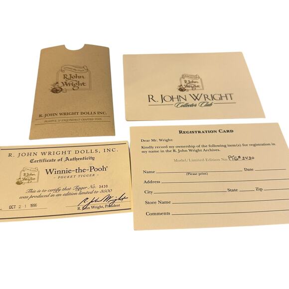 R John Wright Winnie The Pooh Pocket / Party Tigger Signed 65/100 Rare Subset - Picture 2 of 4